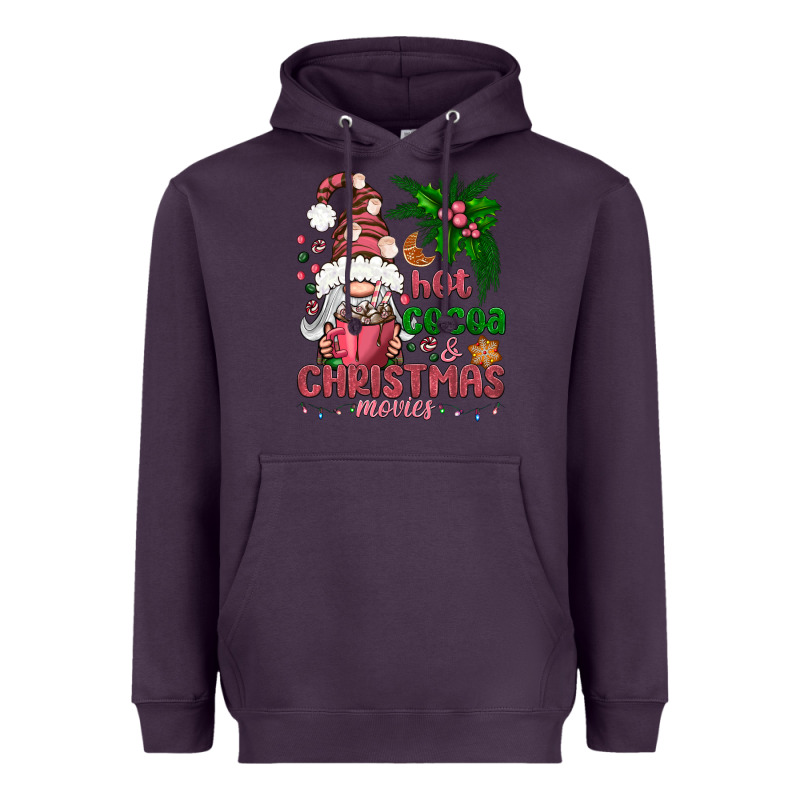 Pink Christmas Hot Cocoa And Christmas Movies Heavyweight Hoodie by NancyCooperArtShop | Teevron