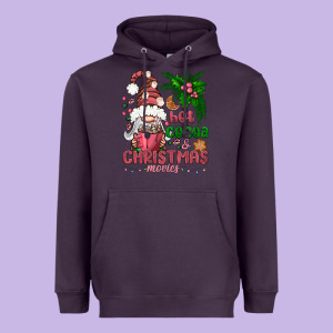 Pink Christmas Hot Cocoa And Christmas Movies Heavyweight Hoodie Designed By Nancycooperartshop