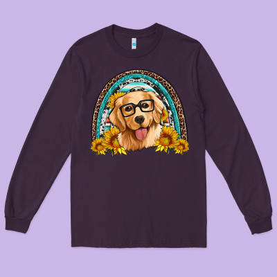 Golden Retriever Rainbow Long Sleeve Tee Designed By Artiststas