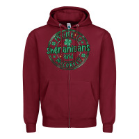 Burgundy prone to shenanigans and malarkey Zipper Hoodie - MaliasSmallBusiness