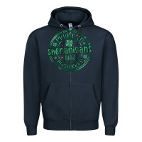 Navy prone to shenanigans and malarkey Zipper Hoodie - MaliasSmallBusiness