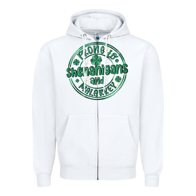 Prone To Shenanigans And Malarkey Zipper Hoodie by MaliasSmallBusiness | Teevron