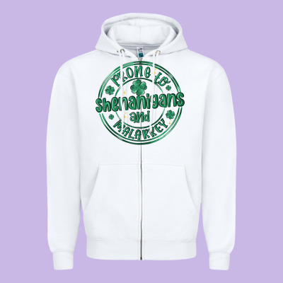 Prone To Shenanigans And Malarkey Zipper Hoodie Designed By Maliassmallbusiness