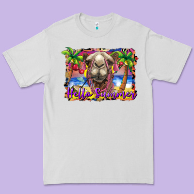Hello Summer Camel At The Beach Premium Tee Designed By Barkaloodesign