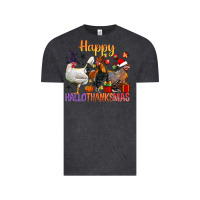 Vintage Black Happy Hallothanksmas Chick Vintage Tee - BundleAndBundleShop