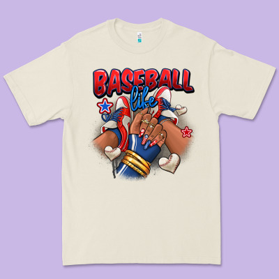 Premium Tee Baseball life afro girl sneakers