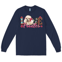 Navy love poodles Long Sleeve Tee - Artiststas