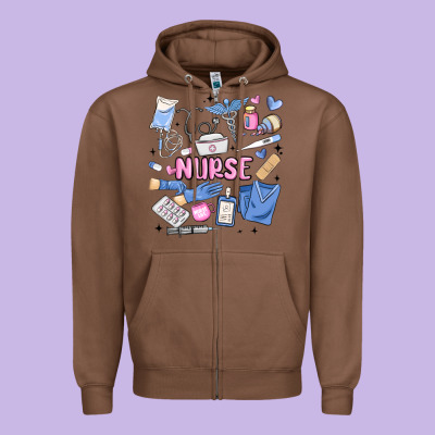 Can't Talk Right Now Doing Nurse Stuff Zipper Hoodie Designed By Maliassmallbusiness