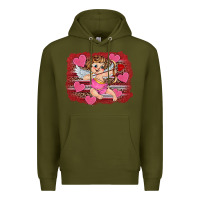 Army Green valentine's day cupid heart Premium Hoodie - RanaPortraitStore