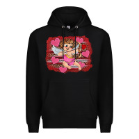 Black valentine's day cupid heart Premium Hoodie - RanaPortraitStore