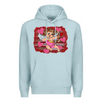 Blue Mist valentine's day cupid heart Premium Hoodie - RanaPortraitStore