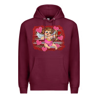 Burgundy valentine's day cupid heart Premium Hoodie - RanaPortraitStore