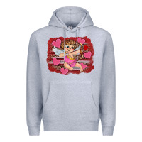 Heather Grey valentine's day cupid heart Premium Hoodie - RanaPortraitStore