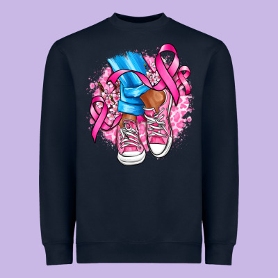 Cancer Ribbon Pink Converse And Flowers Heavyweight Sweatshirt Designed By Adodesignshop