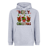 Heather Grey Merry Christmas cupcakes Heavyweight Hoodie - NancyCooperArtShop