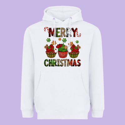 Merry Christmas Cupcakes Heavyweight Hoodie Designed By Nancycooperartshop