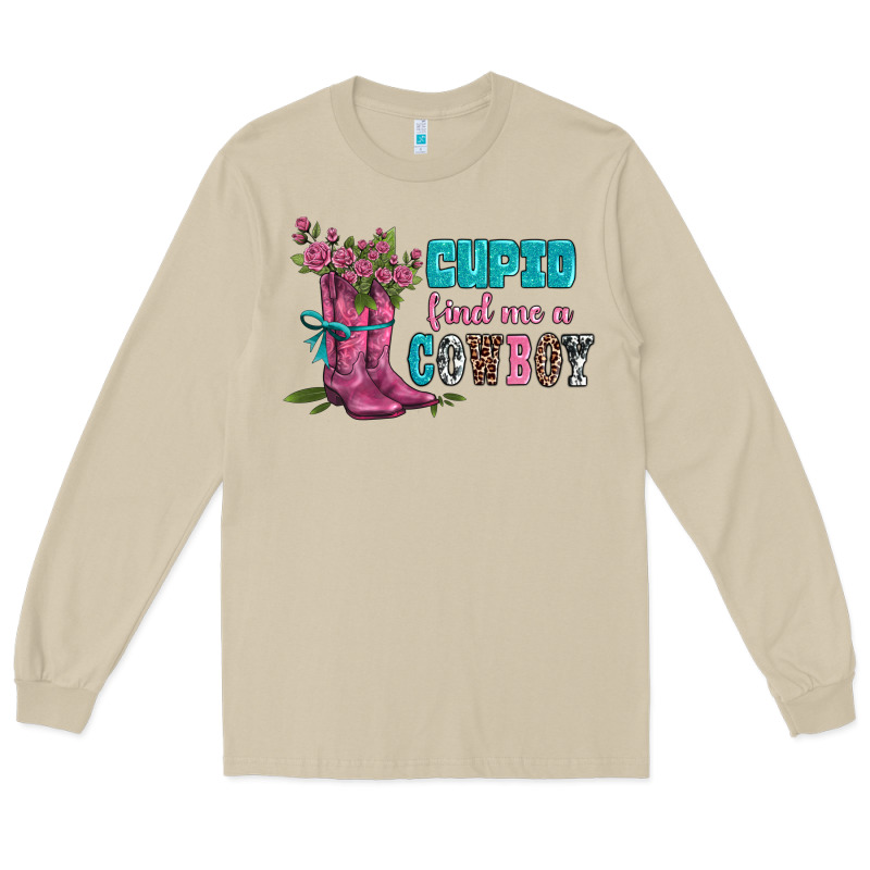 Velantines Day Cupid Find Me A Cowboy Long Sleeve Tee by AdoDesignShop | Teevron