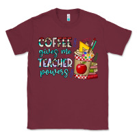 Burgundy Coffee Gives Me Teacher Powers Classic Tee - CowhideDigitalArt