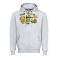 Heather Grey deink drank drunk st. patrick's day Zipper Hoodie - MaliasSmallBusiness