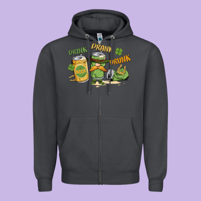 Deink Drank Drunk St. Patrick's Day Zipper Hoodie Designed By Maliassmallbusiness