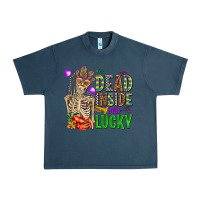 Midnight Navy mardi gras dead inside but lucky  with skeleton Urban Heavy Tee - AdoDesignShop