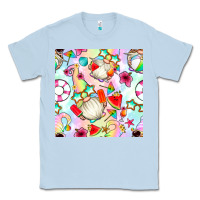 Dusty Blue summer gnome seamless pattern Classic Tee - BundleAndBundleShop