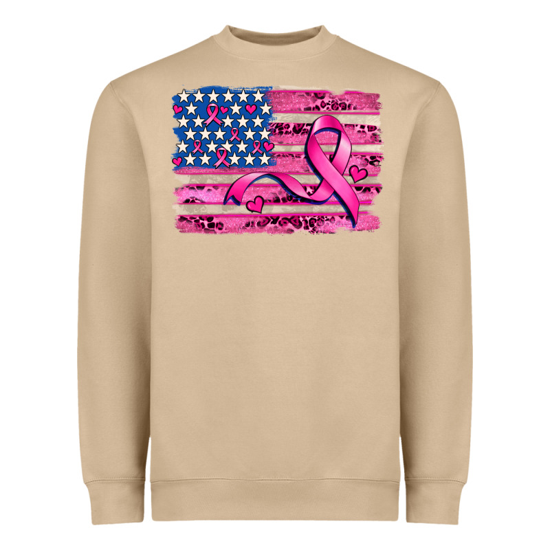 American Flag And  Cancer Ribbon Pattern Heavyweight Sweatshirt by AdoDesignShop | Teevron
