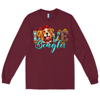 Burgundy love beagles Long Sleeve Tee - Artiststas
