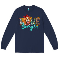 Navy love beagles Long Sleeve Tee - Artiststas