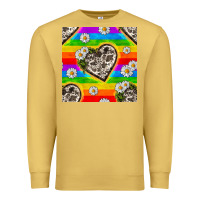 Antique Gold Pride LGBTQ+ Cowhide Hearts And Daisy Patterns Premium Sweatshirt - BundleAndBundleShop