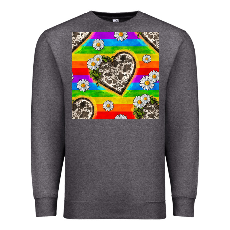 Pride Lgbtq+ Cowhide Hearts And Daisy Patterns Premium Sweatshirt by BundleAndBundleShop | Teevron