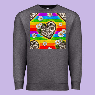 Pride Lgbtq+ Cowhide Hearts And Daisy Patterns Premium Sweatshirt Designed By Bundleandbundleshop