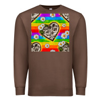Chestnut Pride LGBTQ+ Cowhide Hearts And Daisy Patterns Premium Sweatshirt - BundleAndBundleShop