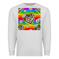 Dove Grey Pride LGBTQ+ Cowhide Hearts And Daisy Patterns Premium Sweatshirt - BundleAndBundleShop