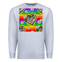 Heather Grey Pride LGBTQ+ Cowhide Hearts And Daisy Patterns Premium Sweatshirt - BundleAndBundleShop