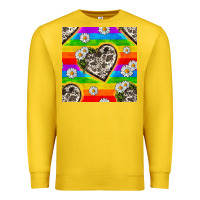 Lemon Pride LGBTQ+ Cowhide Hearts And Daisy Patterns Premium Sweatshirt - BundleAndBundleShop