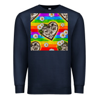 Navy Pride LGBTQ+ Cowhide Hearts And Daisy Patterns Premium Sweatshirt - BundleAndBundleShop