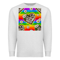 Oatmeal Heather Pride LGBTQ+ Cowhide Hearts And Daisy Patterns Premium Sweatshirt - BundleAndBundleShop