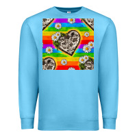 Ocean Blue Pride LGBTQ+ Cowhide Hearts And Daisy Patterns Premium Sweatshirt - BundleAndBundleShop