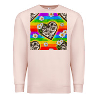 Pale Pink Pride LGBTQ+ Cowhide Hearts And Daisy Patterns Premium Sweatshirt - BundleAndBundleShop