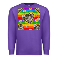 Purple Pride LGBTQ+ Cowhide Hearts And Daisy Patterns Premium Sweatshirt - BundleAndBundleShop