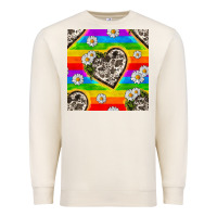 Sandshell Pride LGBTQ+ Cowhide Hearts And Daisy Patterns Premium Sweatshirt - BundleAndBundleShop