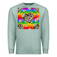 Seafoam Pride LGBTQ+ Cowhide Hearts And Daisy Patterns Premium Sweatshirt - BundleAndBundleShop