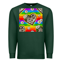 Sports Green Pride LGBTQ+ Cowhide Hearts And Daisy Patterns Premium Sweatshirt - BundleAndBundleShop