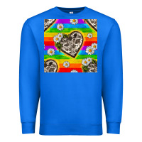 True Royal Pride LGBTQ+ Cowhide Hearts And Daisy Patterns Premium Sweatshirt - BundleAndBundleShop