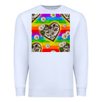 White Pride LGBTQ+ Cowhide Hearts And Daisy Patterns Premium Sweatshirt - BundleAndBundleShop