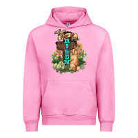 Fuchsia Pink He is risen Bunny Cross Easter Day Urban Hoodie - HowdyJamesFarm