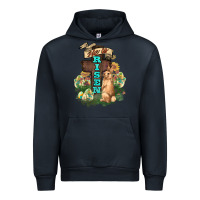 Navy He is risen Bunny Cross Easter Day Urban Hoodie - HowdyJamesFarm