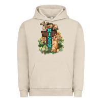 Pigment French Oak He is risen Bunny Cross Easter Day Urban Hoodie - HowdyJamesFarm