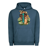 Pigment Midnight Navy He is risen Bunny Cross Easter Day Urban Hoodie - HowdyJamesFarm